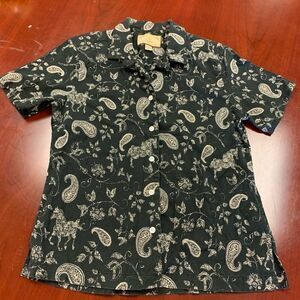 Bit  & Bridle Horse & Paisley S/S Button Down sz L